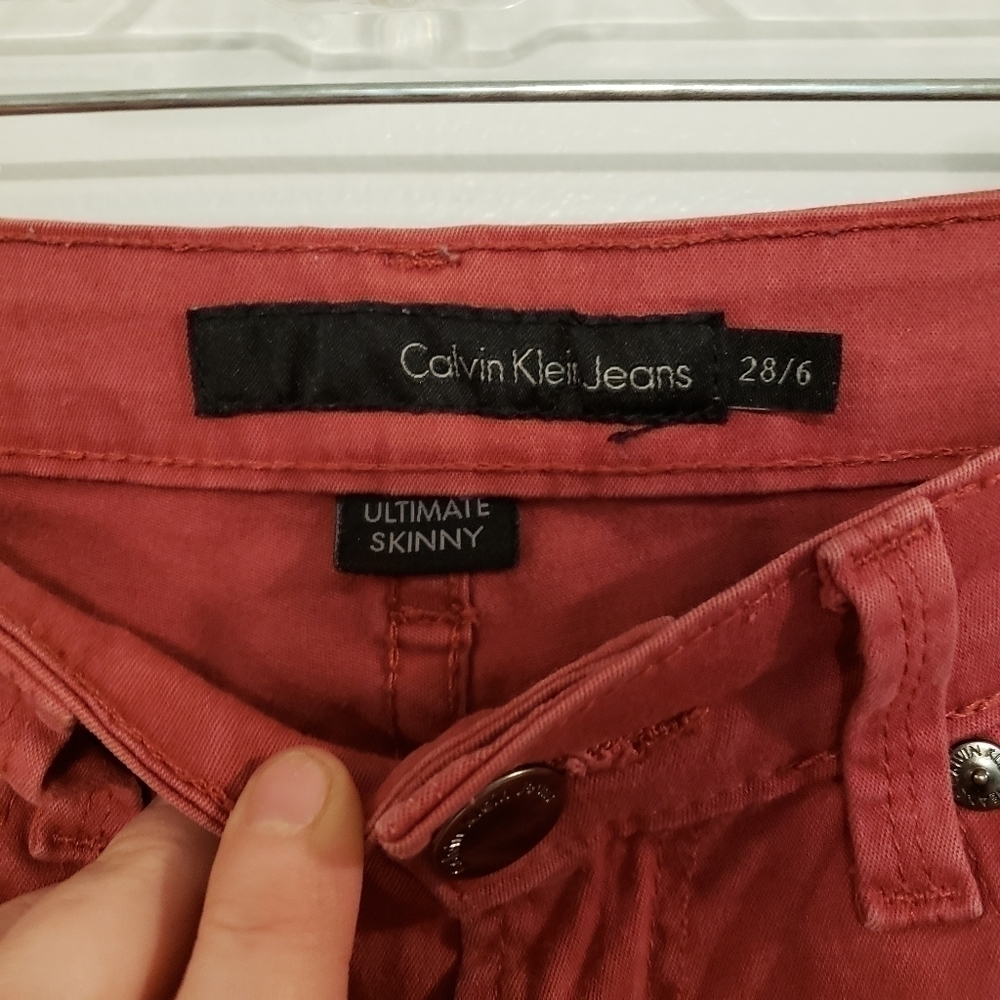 Calvin Klien Red Jean Ultimate Skinny Size 28 - Picture 6 of 7